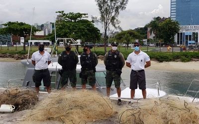 Operação conjunta entre PM e Marinha apreende mais de 1 quilômetro de rede irregular no litoral da Grande Vitória