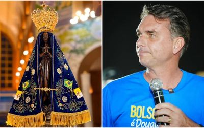 Acusado de retirar de Nossa Senhora Aparecida o título de ‘Padroeira do Brasil’, Flávio Bolsonaro ataca a CNBB