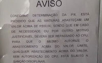 Polícia Militar ameaça prender policial que gastar mais de R$ 50,00 de gasolina com viatura