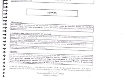 Alvará comprova que Justiça bloqueou mais de 170 mil do Sindipol e repassou para a Assinpol como forma de  pagamento de indenização por dano moral causado à entidade presidida por Júnior Fialho