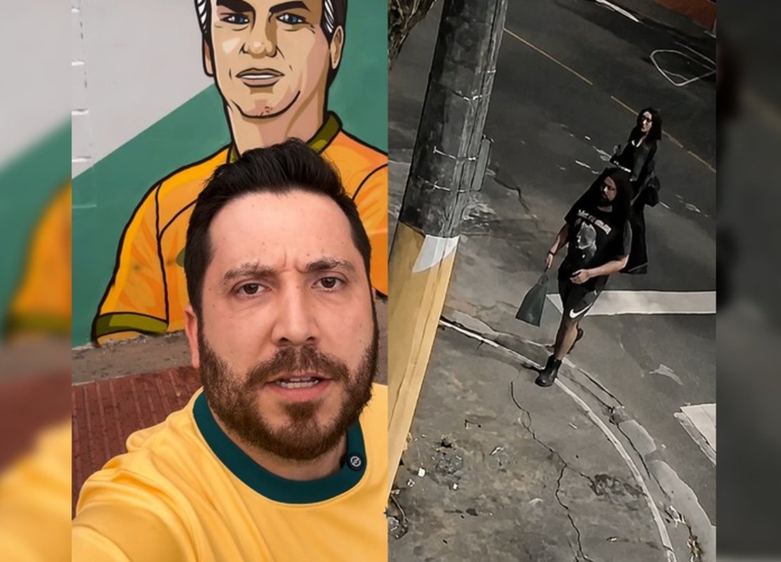 Novo ataque à Casa Bolsonaro: casal é flagrado por câmeras ao vandalizar imagem do ex-presidente em Vitória