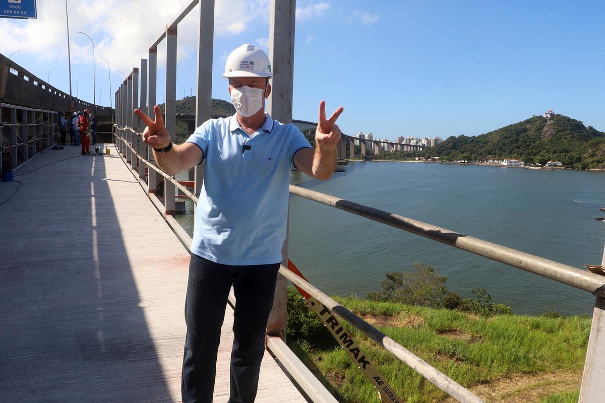 “ESSA OBRA SERÁ UM MARCO DE ENGENHARIA NO BRASIL”, AFIRMA CASAGRANDE: Construção da Ciclovia da Vida na 3ª Ponte avança e começa a ser executada sobre o mar