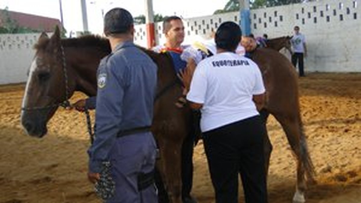 Programa de equoterapia da Polícia Militar auxilia tratamento de crianças e adultos