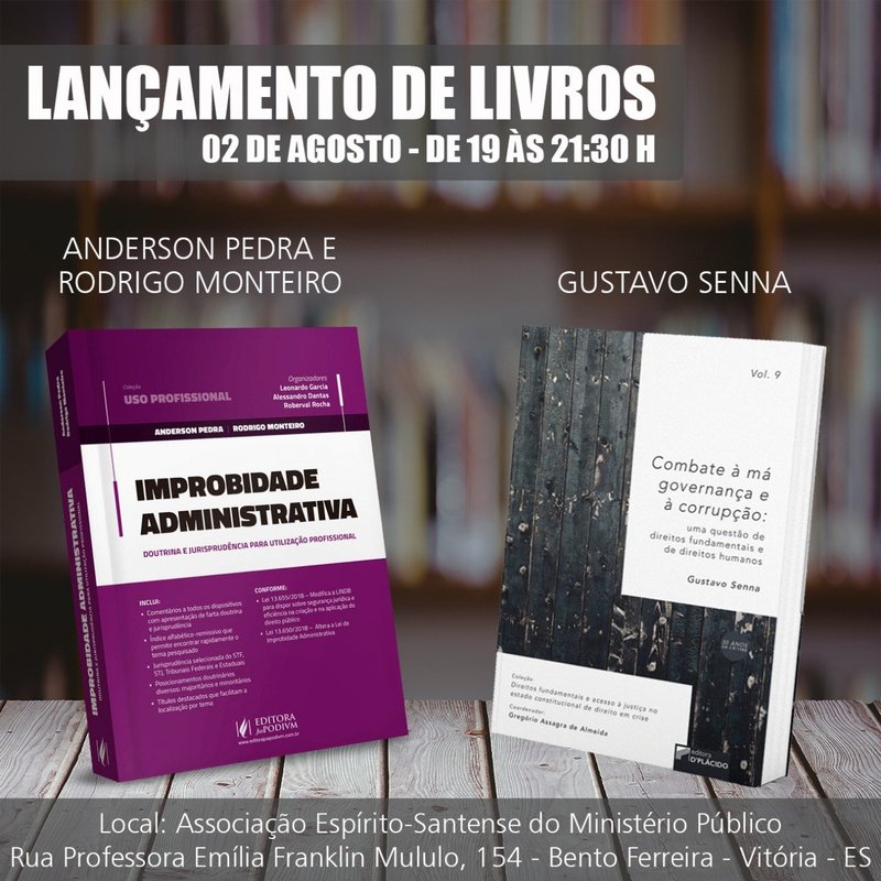 Promotores de Justiça e procurador do Estado capixabas lançam obras jurídicas