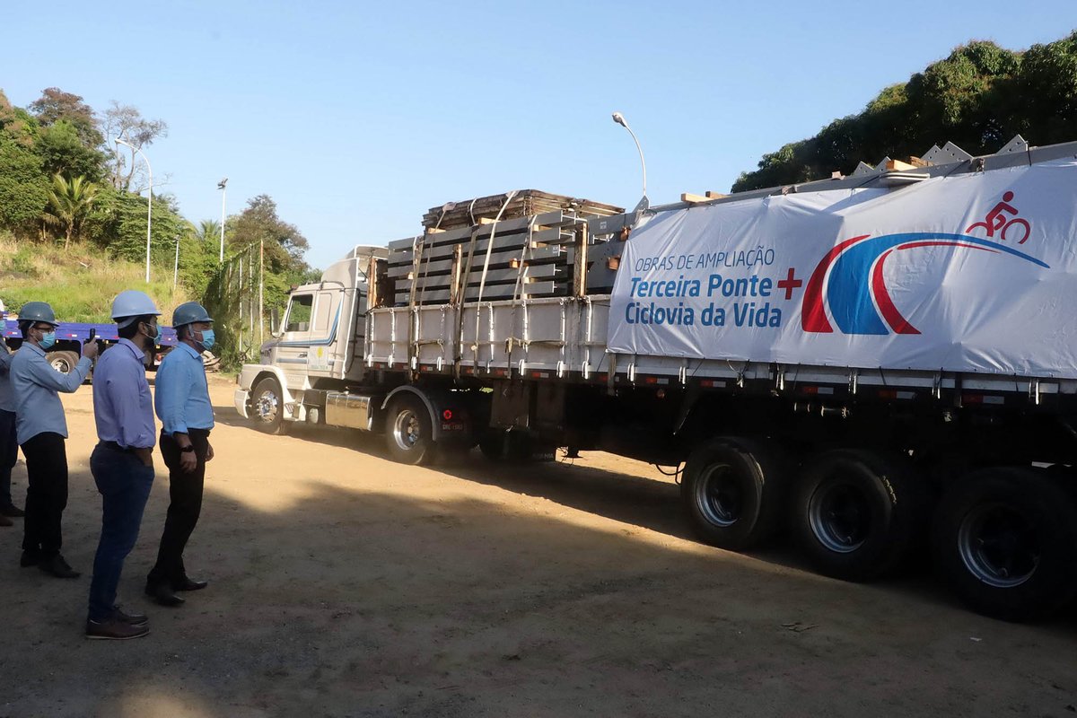 CICLOVIA DA VIDA E MAIOR MOBILIDADE URBANA: Estruturas metálicas das obras de ampliação da Terceira Ponte começam a chegar ao Estado