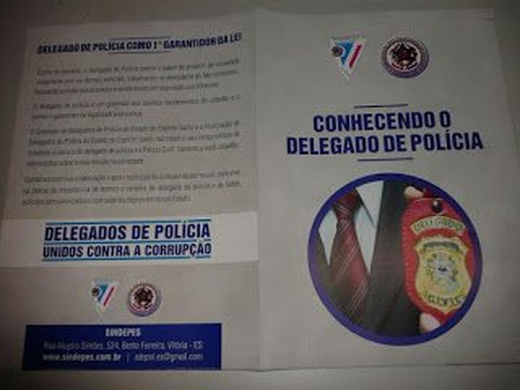 Sindicato lança cartilha ‘Conhecendo o Delegado de Polícia’ no Espírito Santo