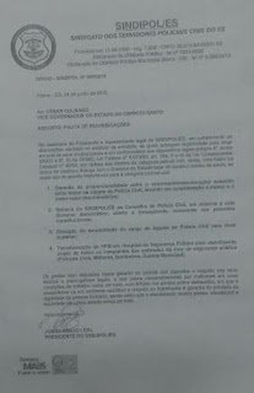 Sindicato dos Policiais Civis defende que HPM seja transformado em Hospital da Segurança Pública do Espírito Santo