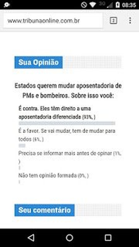 Enquete feita pelo Portal da Rede Tribuna de Comunicação aponta que 93% dos internautas são contra mudança na aposentadoria dos policiais e bombeiros militares