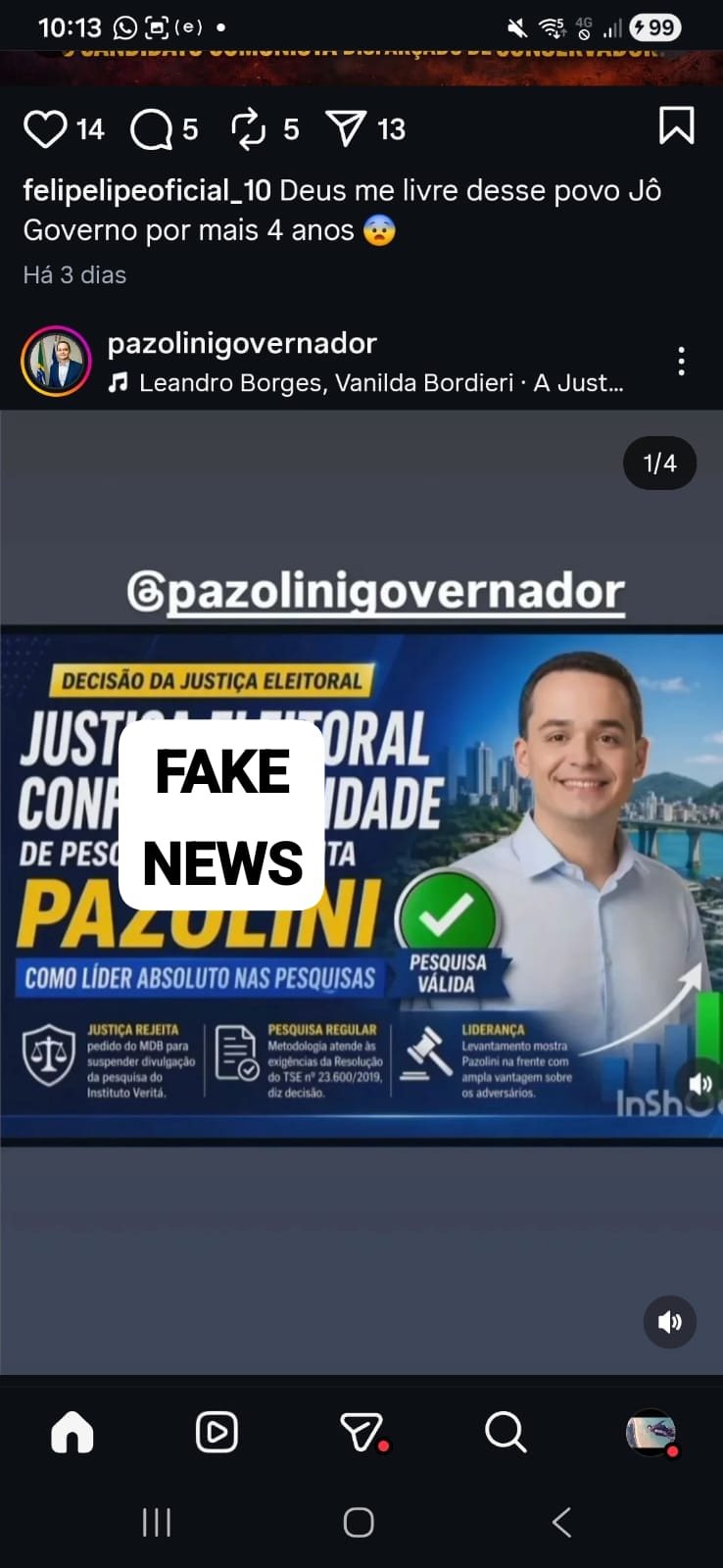 Milícia Digital de apoio a Pazolini faz fake news com decisão da Justiça Eleitoral do Espírito Santo