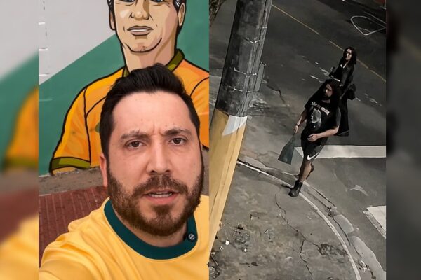 Novo ataque à Casa Bolsonaro: casal é flagrado por câmeras ao vandalizar imagem do ex-presidente em Vitória
